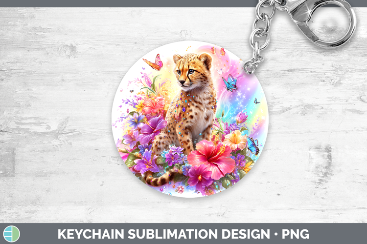 Best Sellers 05 Rainbow Summer Cheetah Keychain Sublimation