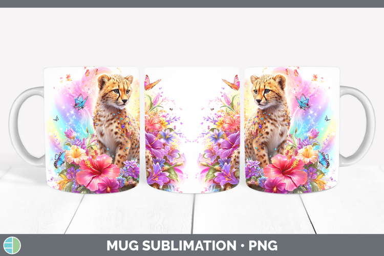 Best Sellers 05 Rainbow Summer Cheetah Mug Wrap Sublimation