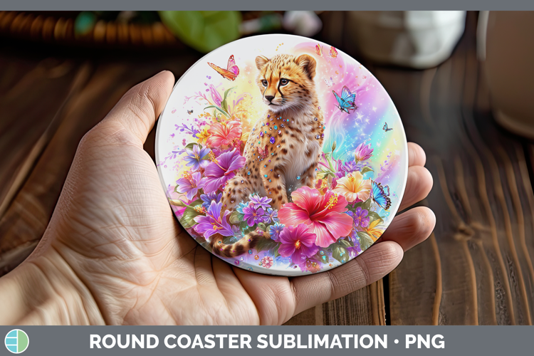Best Sellers 05 Rainbow Summer Cheetah Round Coaster Sublima