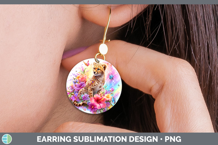 Best Sellers 05 Rainbow Summer Cheetah Round Earrings Sublim