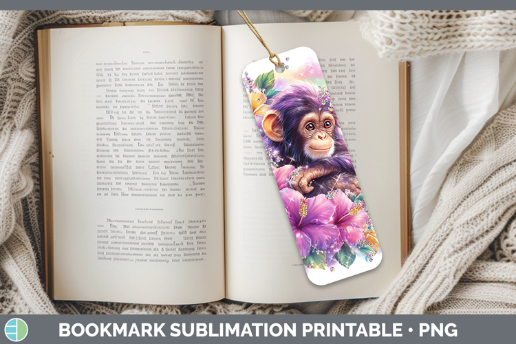 Best Sellers 05 Rainbow Summer Chimpanzee Bookmark Sublimati