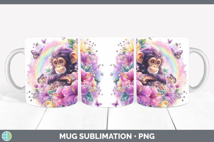 Best Sellers 05 Rainbow Summer Chimpanzee Mug Wrap Sublimati