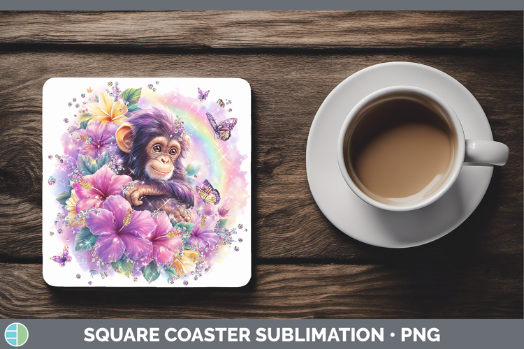 Best Sellers 05 Rainbow Summer Chimpanzee Square Coaster Sub