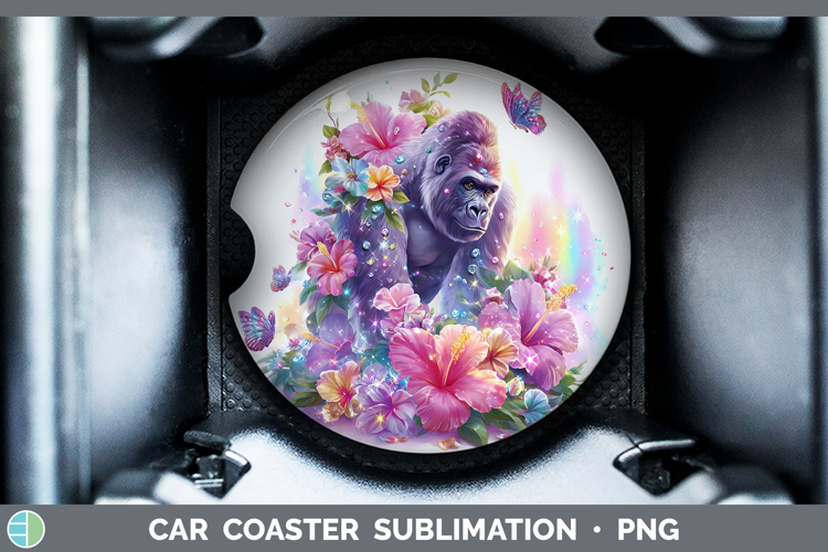 Best Sellers 05 Rainbow Summer Gorilla Car Coaster Sublimati