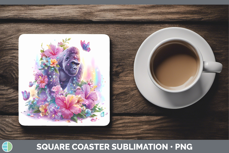 Best Sellers 05 Rainbow Summer Gorilla Square Coaster Sublim