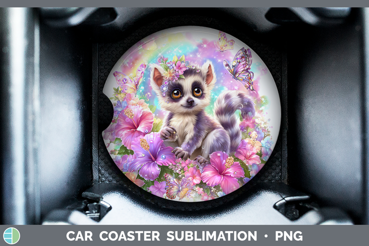 Best Sellers 05 Rainbow Summer Lemur Car Coaster Sublimation