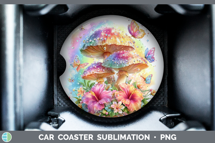 Best Sellers 05 Rainbow Summer Mushroom Car Coaster Sublimat
