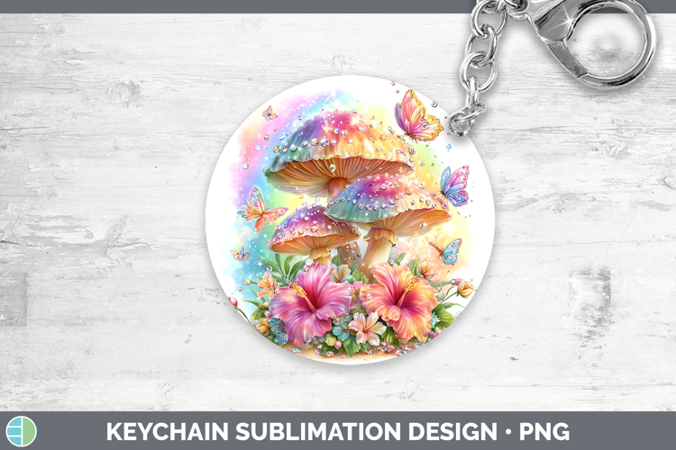 Best Sellers 05 Rainbow Summer Mushroom Keychain Sublimation