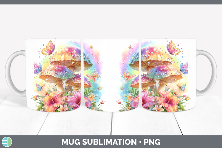 Best Sellers 05 Rainbow Summer Mushroom Mug Wrap Sublimation