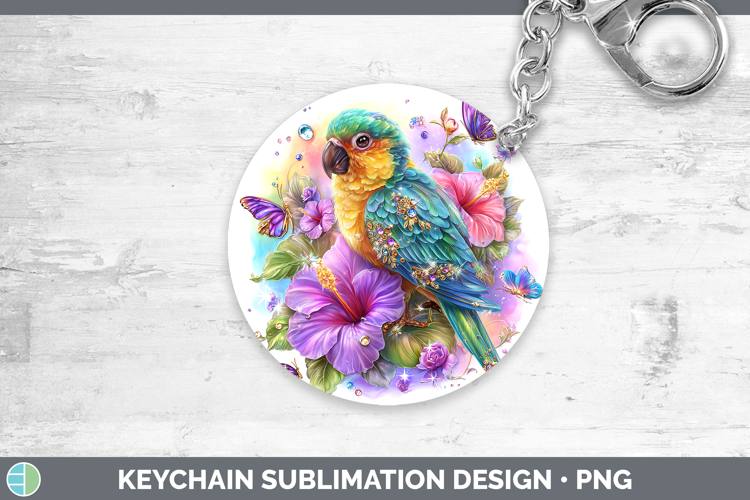 Best Sellers 05 Rainbow Summer Parrot Keychain Sublimation K