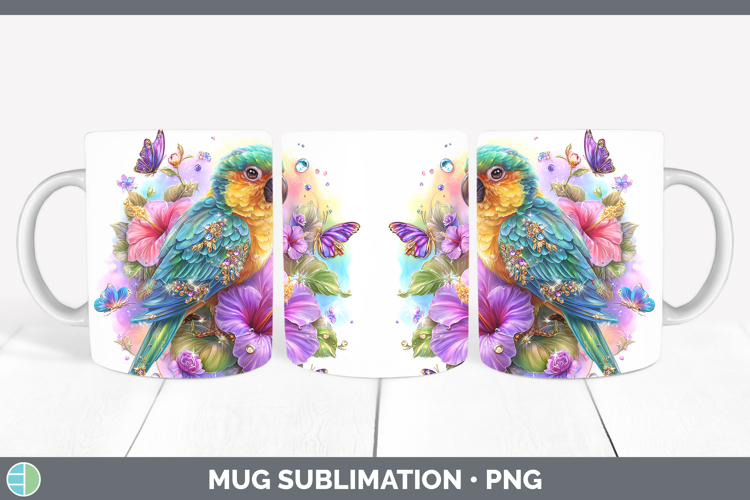 Best Sellers 05 Rainbow Summer Parrot Mug Wrap Sublimation C