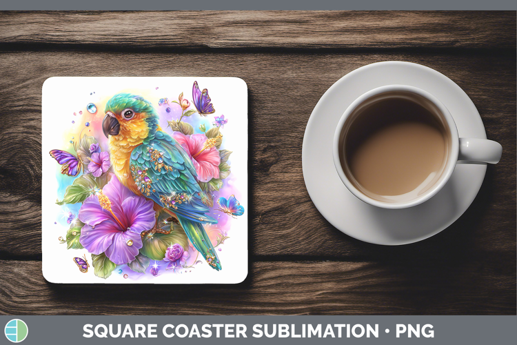 Best Sellers 05 Rainbow Summer Parrot Square Coaster Sublima