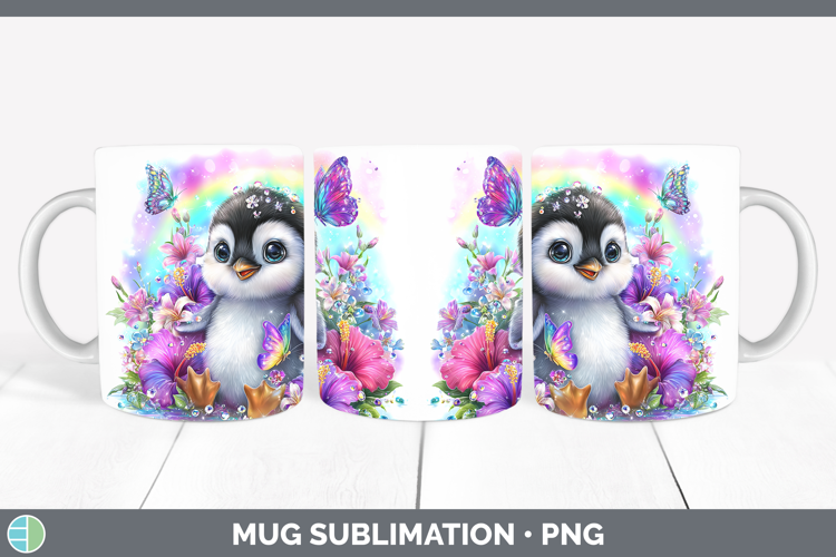 Best Sellers 05 Rainbow Summer Penguin Mug Wrap Sublimation