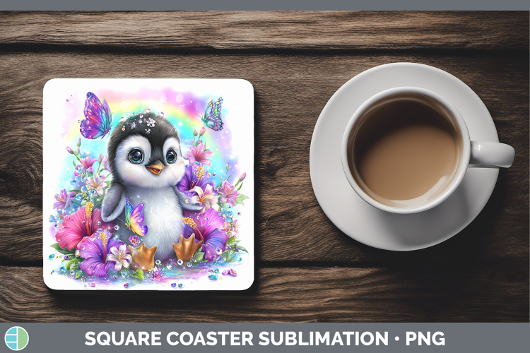 Best Sellers 05 Rainbow Summer Penguin Square Coaster Sublim