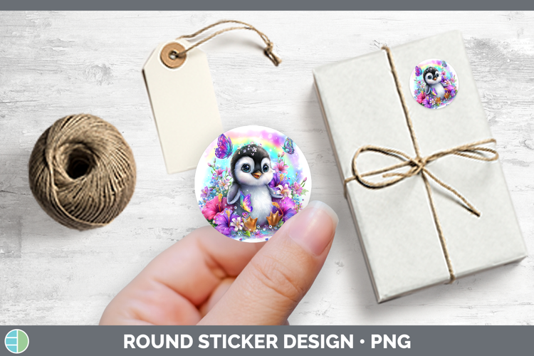 Best Sellers 05 Rainbow Summer Penguin Stickers | Round Labe