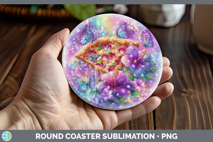 Best Sellers 05 Rainbow Summer Pizza Round Coaster Sublimati