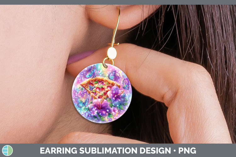 Best Sellers 05 Rainbow Summer Pizza Round Earrings Sublimat
