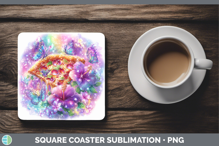 Best Sellers 05 Rainbow Summer Pizza Square Coaster Sublimat