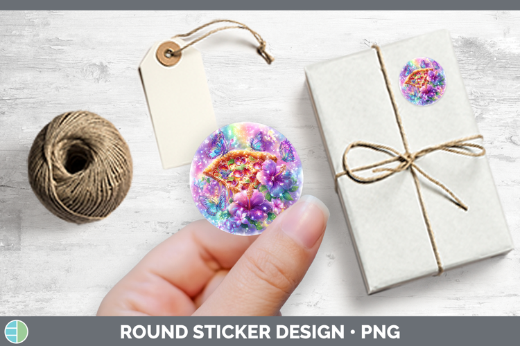 Best Sellers 05 Rainbow Summer Pizza Stickers | Round Labels