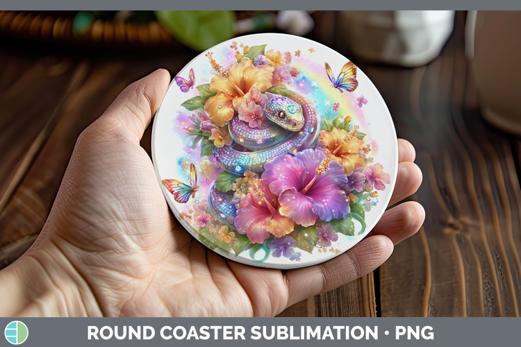 Best Sellers 05 Rainbow Summer Snake Round Coaster Sublimati