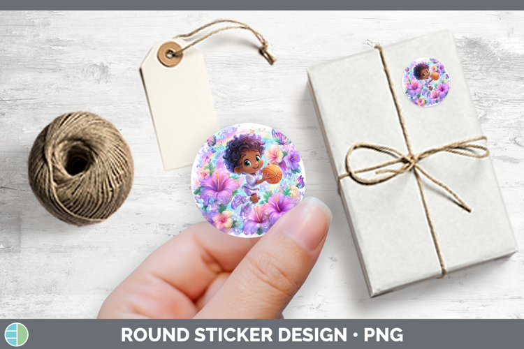 Best Sellers 06 Rainbow Summer Basketball Stickers | Round L