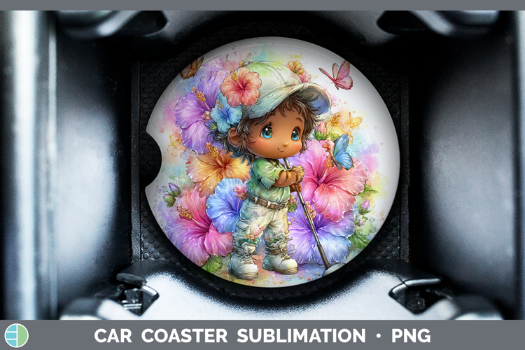 Boy Golfer Car Coaster Best Sellers 06 Rainbow Summer Sublim