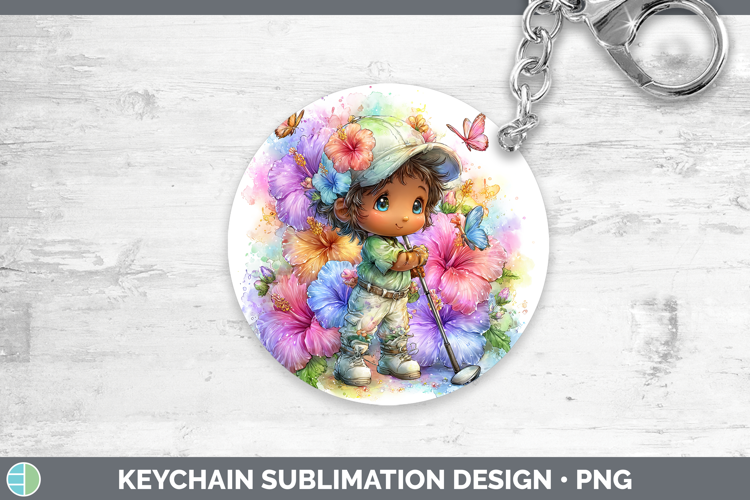 Boy Golfer Keychain Best Sellers 06 Rainbow Summer Sublimati