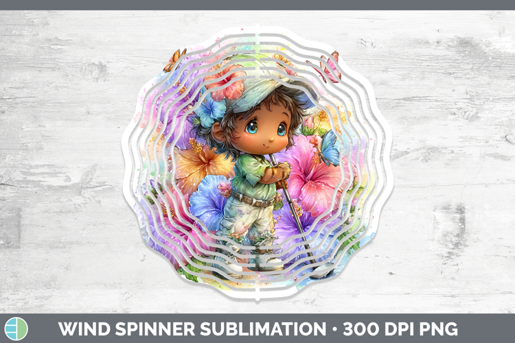 Boy Golfer Wind Spinner Best Sellers 06 Rainbow Summer Subli