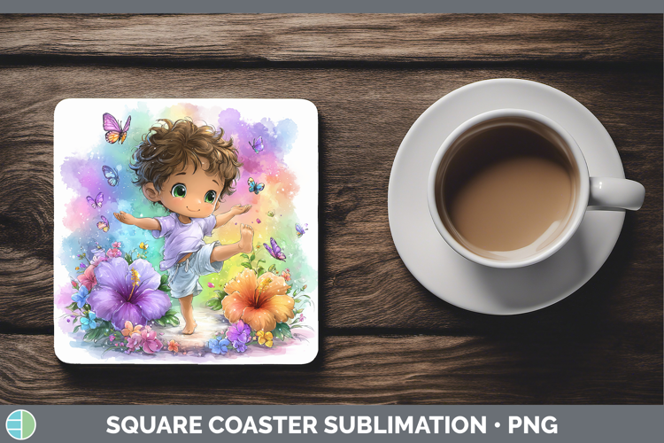 Boy Gymnast Square Coaster Best Sellers 06 Rainbow Summer Su