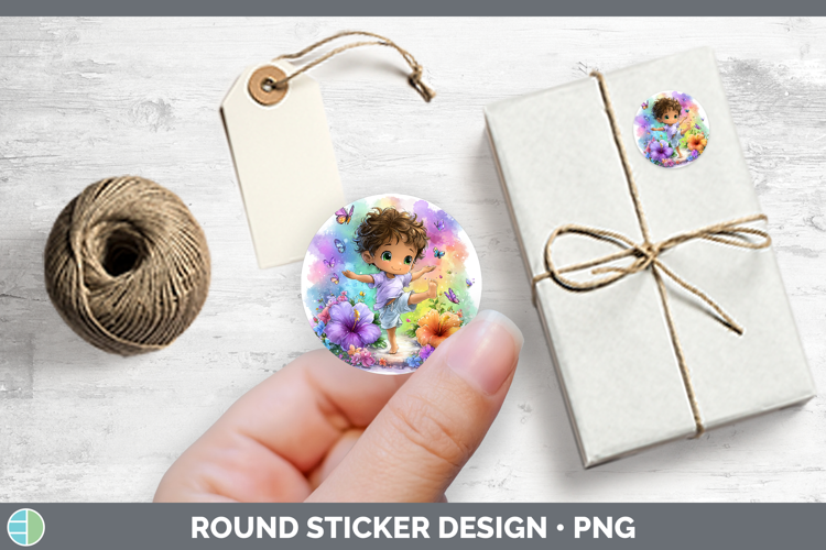 Best Sellers 06 Rainbow Summer Boy Gymnast Stickers | Round
