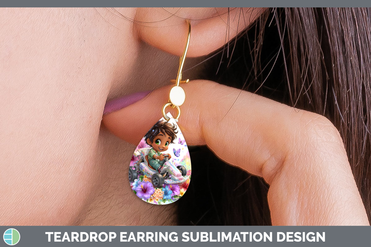 Boy Race Car Driver Teardrop Earrings Best Sellers 06 Rainbo