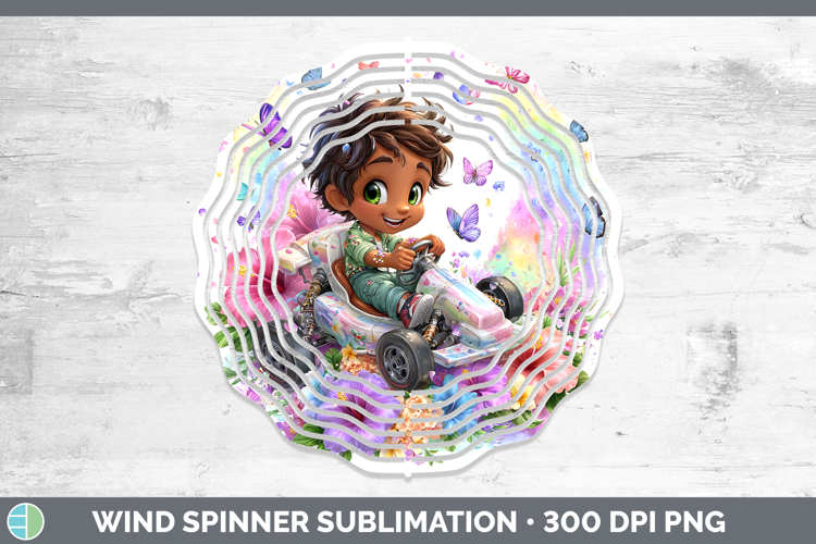Boy Race Car Driver Wind Spinner Best Sellers 06 Rainbow Sum