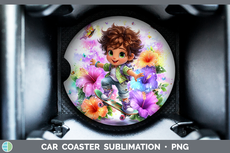 Boy Skateboarder Car Coaster Best Sellers 06 Rainbow Summer