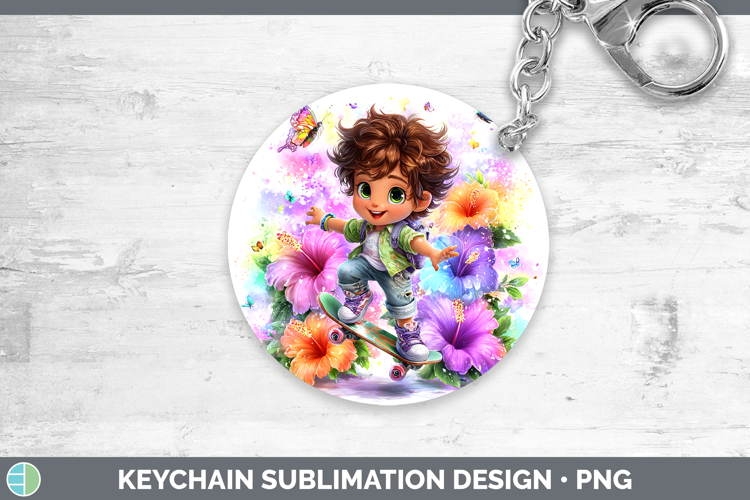 Boy Skateboarder Keychain Best Sellers 06 Rainbow Summer Sub
