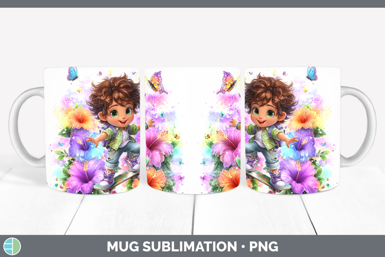 Boy Skateboarder Mug Wrap Best Sellers 06 Rainbow Summer Sub