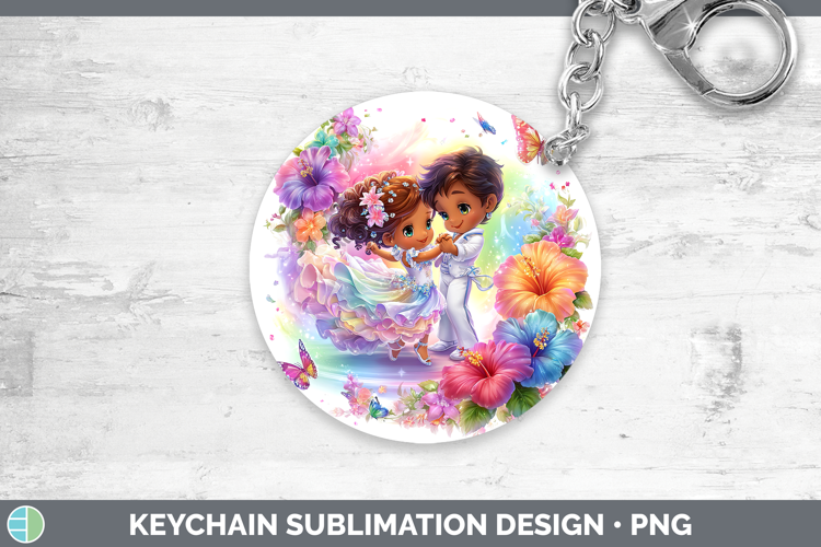 Dancing Couple Keychain Best Sellers 06 Rainbow Summer Subli