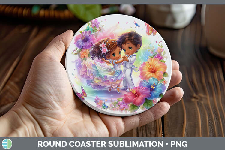 GorgeousBest Sellers 06 Rainbow Summer Round Coaster design.