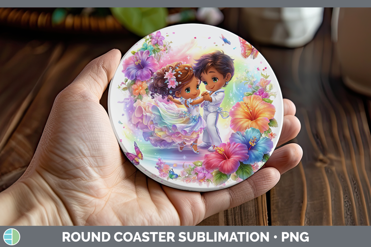 Dancing Couple Round Coaster Best Sellers 06 Rainbow Summer