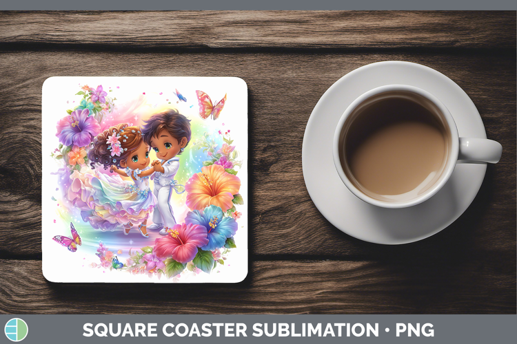 Dancing Couple Square Coaster Best Sellers 06 Rainbow Summer