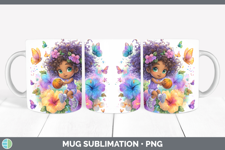 Girl Basketball Mug Wrap Best Sellers 06 Rainbow Summer Subl