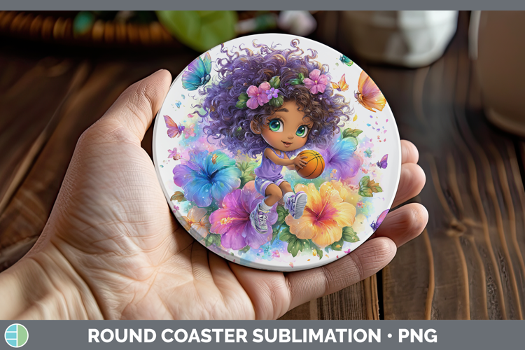 Girl Basketball Round Coaster Best Sellers 06 Rainbow Summer