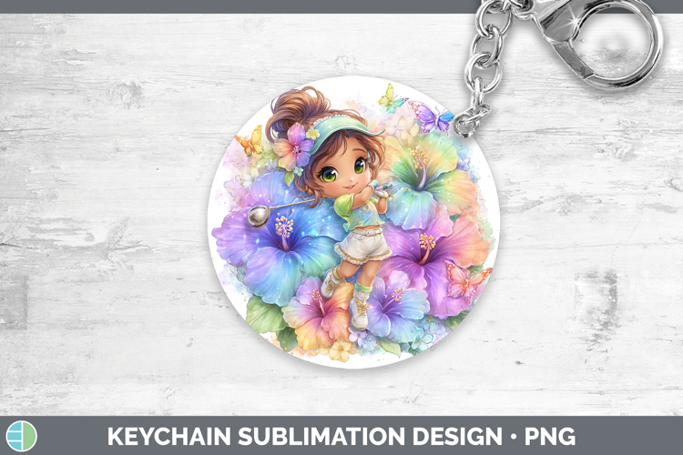 Girl Golfer Keychain Best Sellers 06 Rainbow Summer Sublimat