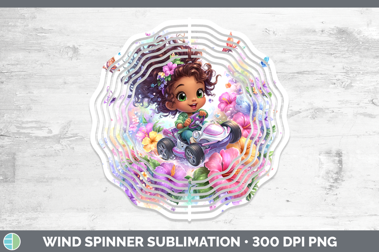 Girl Race Car Driver Wind Spinner Best Sellers 06 Rainbow Su