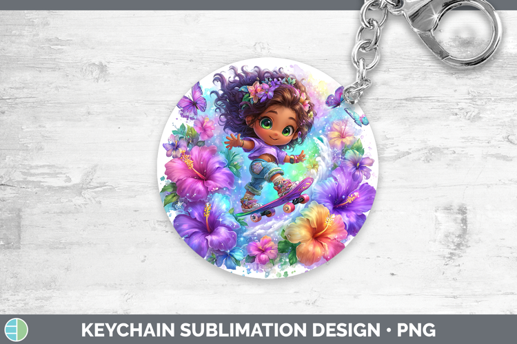 Girl Skateboarder Keychain Best Sellers 06 Rainbow Summer Su