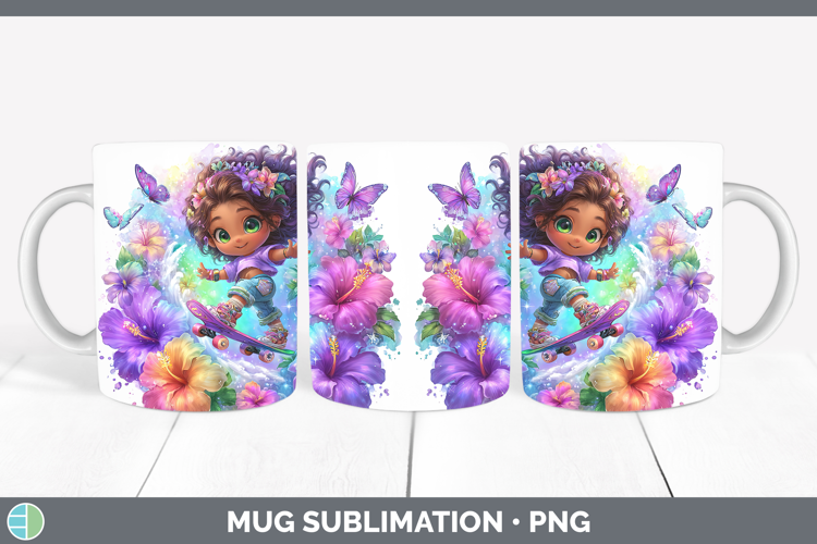 Girl Skateboarder Mug Wrap Best Sellers 06 Rainbow Summer Su