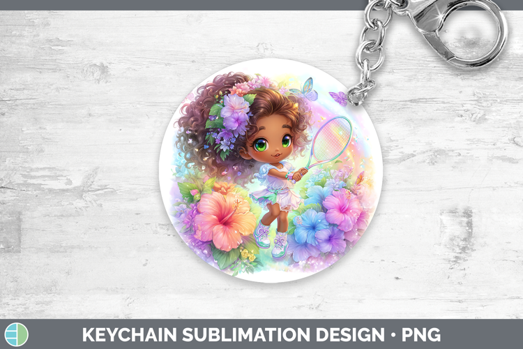 Girl Tennis Keychain Best Sellers 06 Rainbow Summer Sublimat