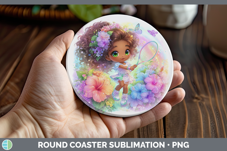 Girl Tennis Round Coaster Best Sellers 06 Rainbow Summer Sub