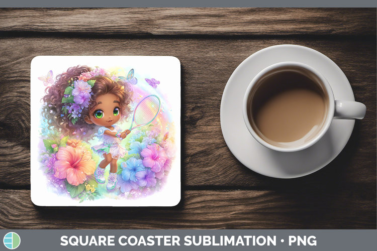 Girl Tennis Square Coaster Best Sellers 06 Rainbow Summer Su