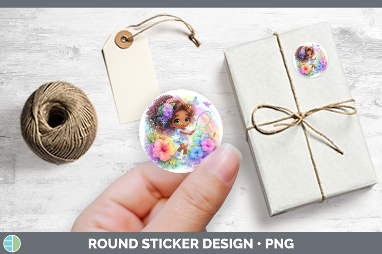 Best Sellers 06 Rainbow Summer Girl Tennis Stickers | Round