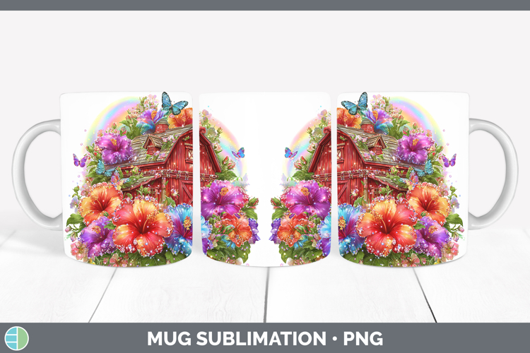 Barn Mug Wrap Best Sellers 08 Rainbow Summer Sublimation Cof